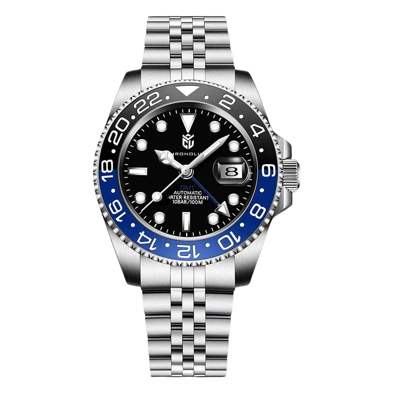 CHRONOLUXO PD-1662 GMT Seiko NH34 Black Blue / Jubilee