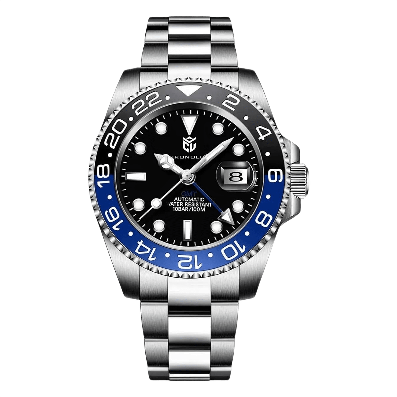 CHRONOLUXO PD-1662 GMT Seiko NH34 Black Blue / Oyster