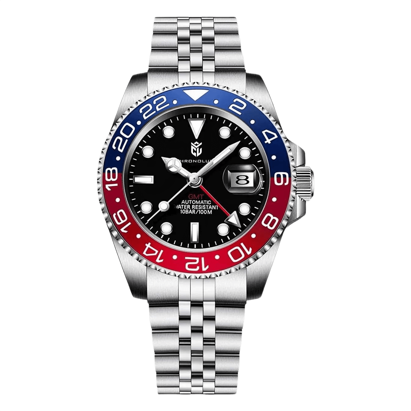 CHRONOLUXO PD-1662 GMT Seiko NH34 Blue Red / Jubilee