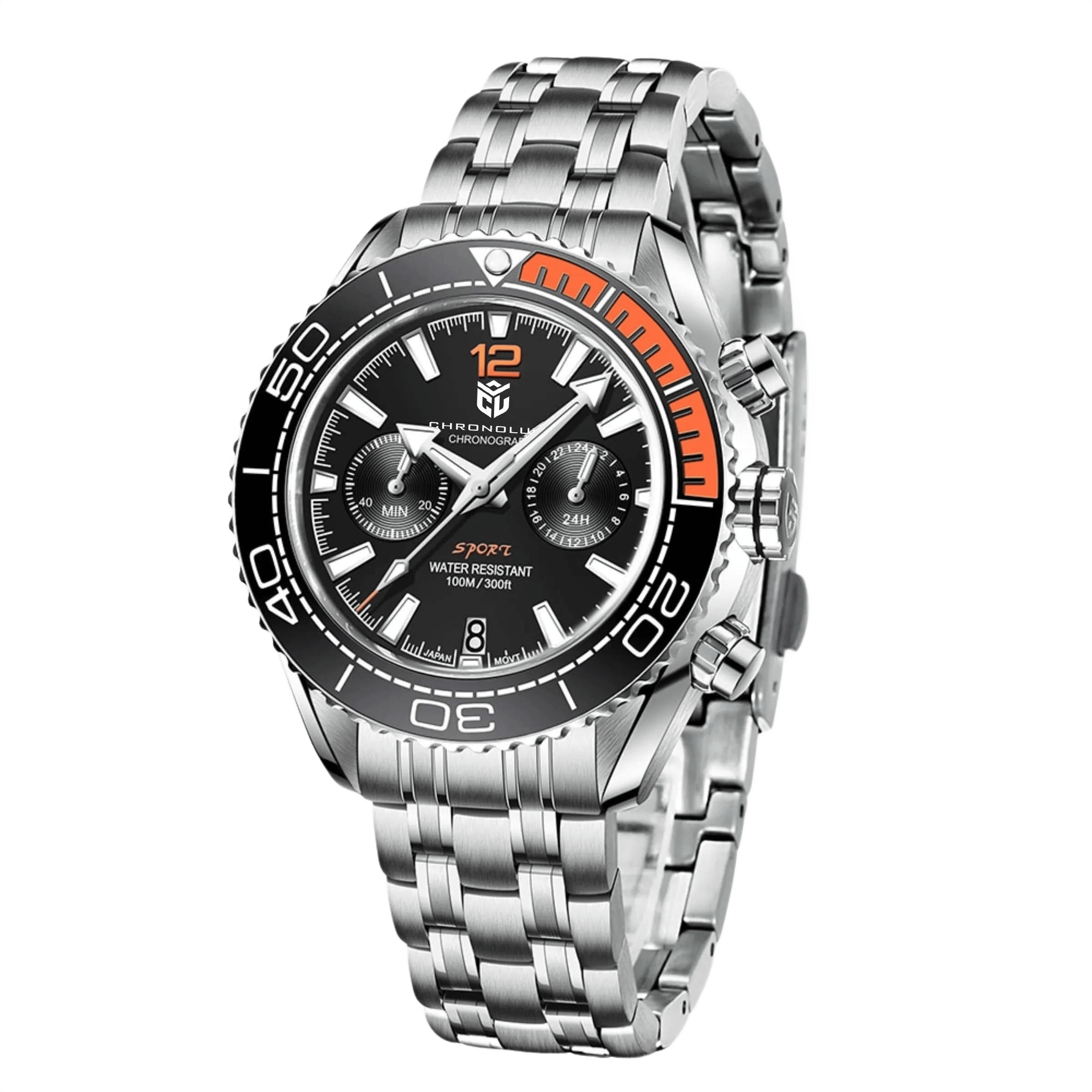 CHRONOLUXO PD-1711 Black Orange / Steel