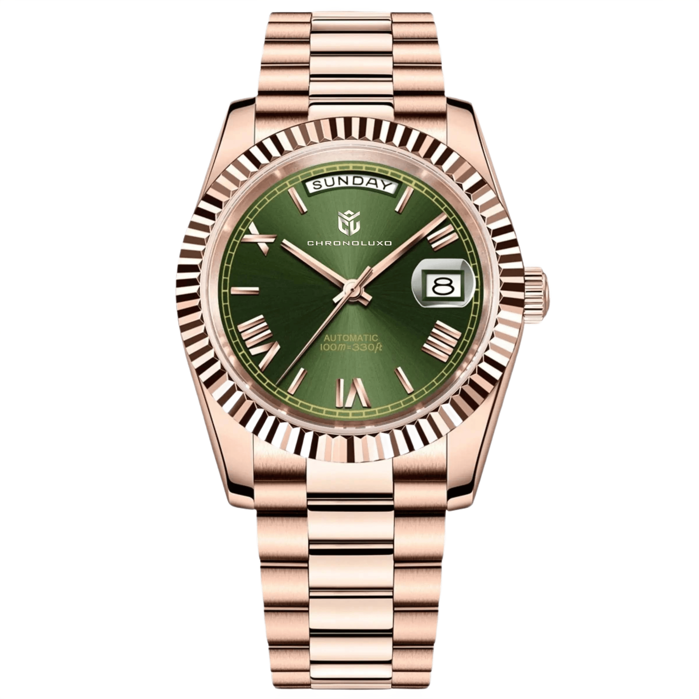 CHRONOLUXO PD-1752 Full Rose Gold Green