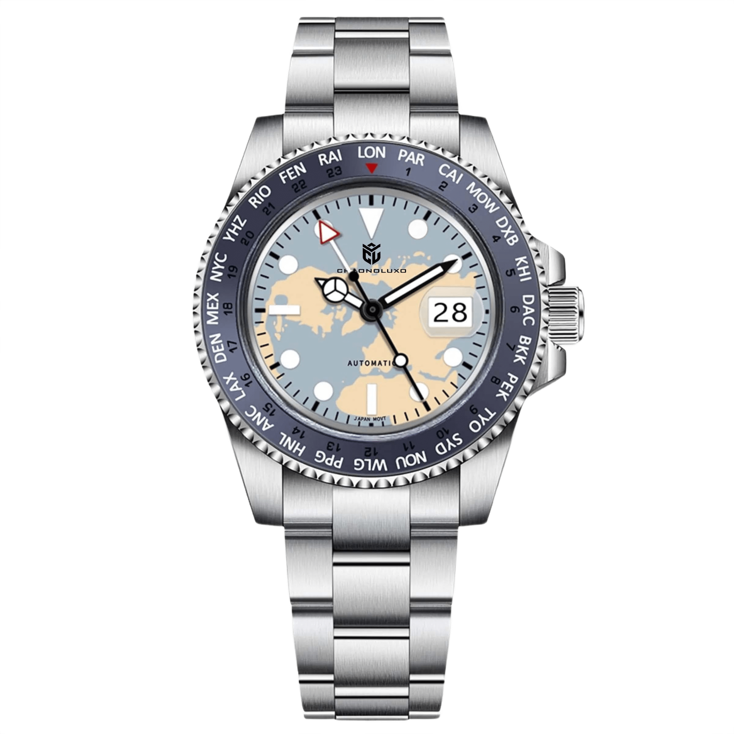 CHRONOLUXO PD-1758 GMT MAP Blue / Oyster