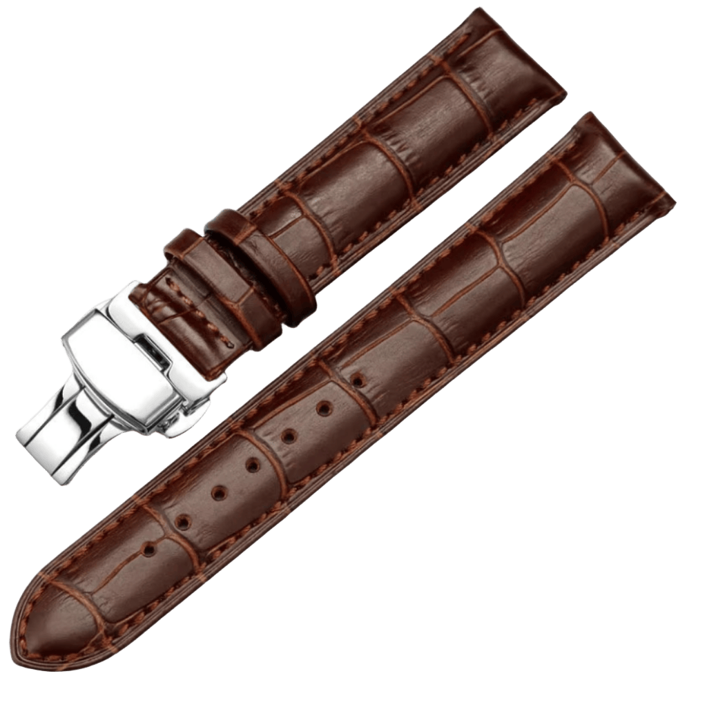 CHRONOLUXO Genuine Leather Straps Set 20mm Brown