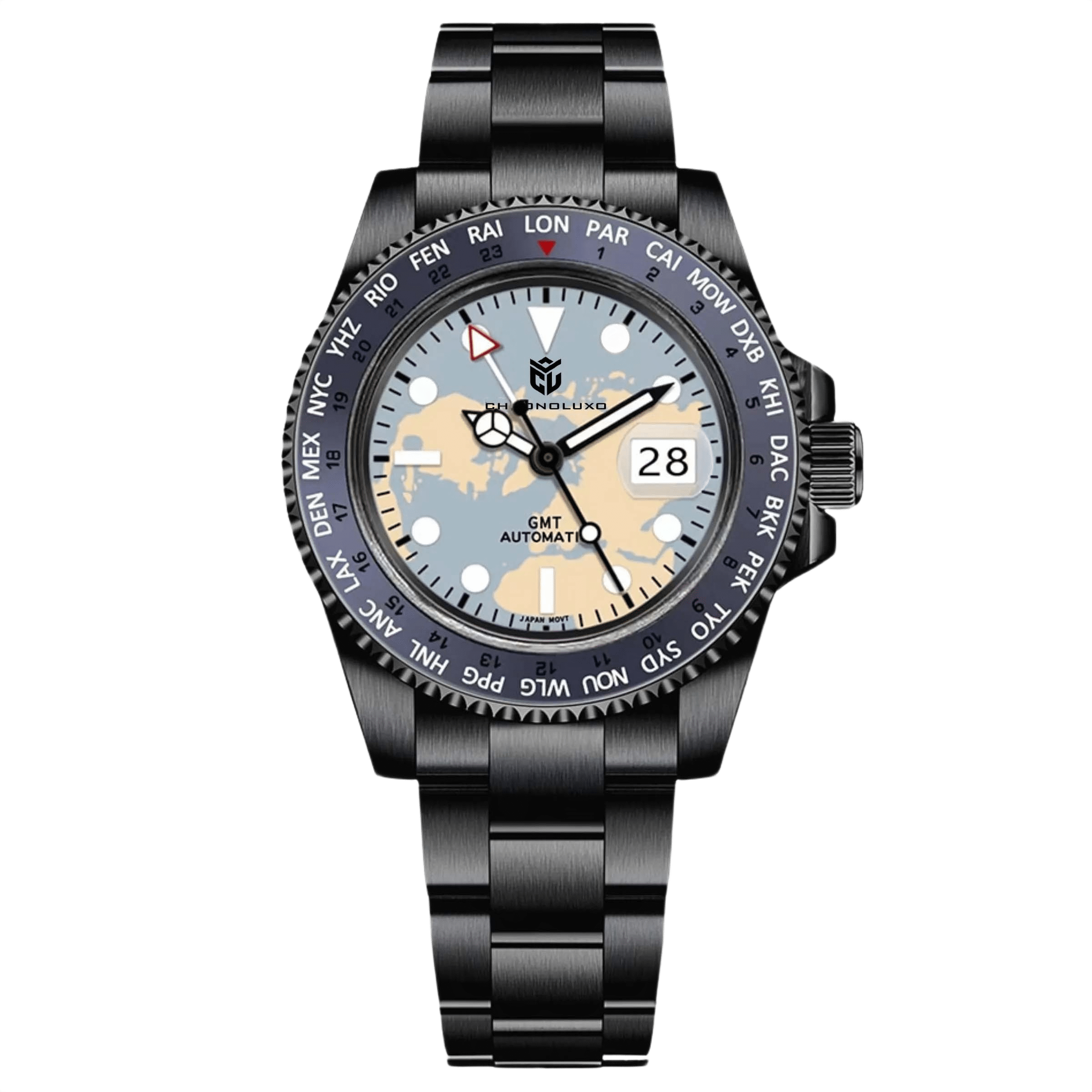 CHRONOLUXO PD-1758 GMT MAP Blue / Oyster Black