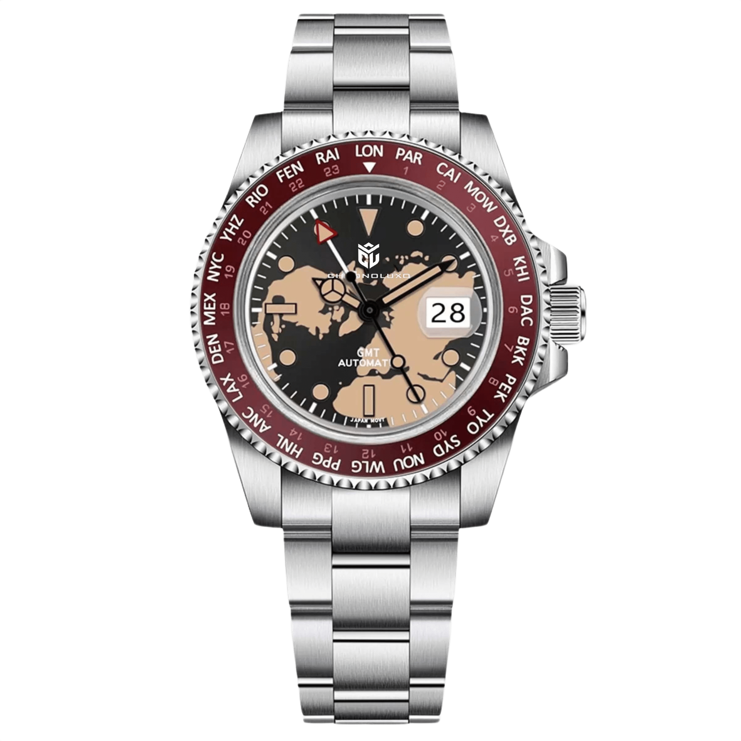 CHRONOLUXO PD-1758 GMT MAP Red / Oyster